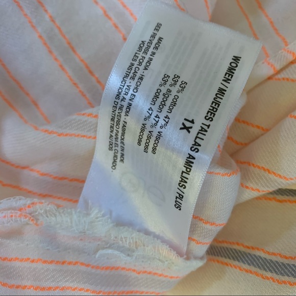 Vintage America Tunic Top white blue and orange Stripe 3/4 Sleeve NWT Plus Size - Picture 15 of 16